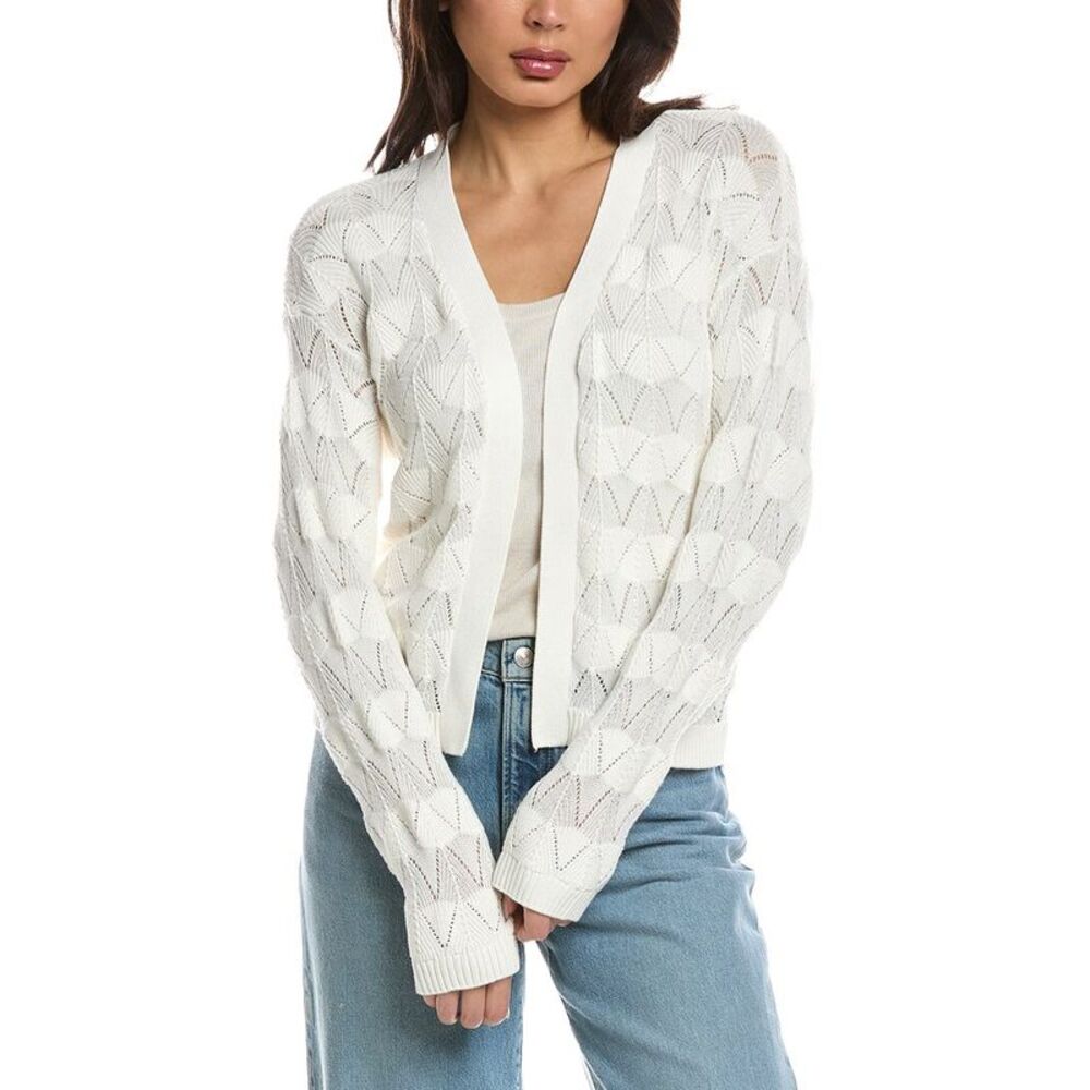 Wispr Womens  Chevron Stitch Cardigan, Ivory